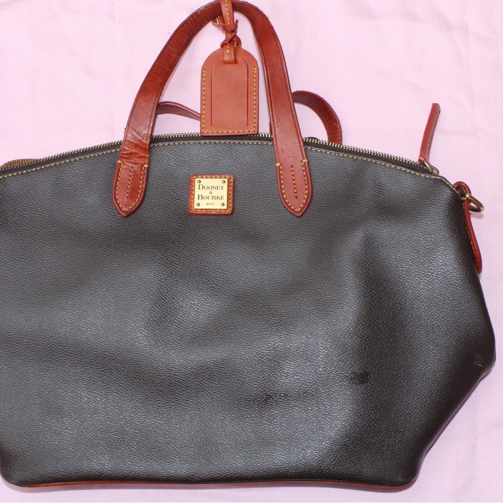 Dooney & Bourke Black and Brown Pebbled Leather Tote
